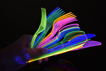 Assorted UV Blacklight Reactive Cutlery Set- 48 Count